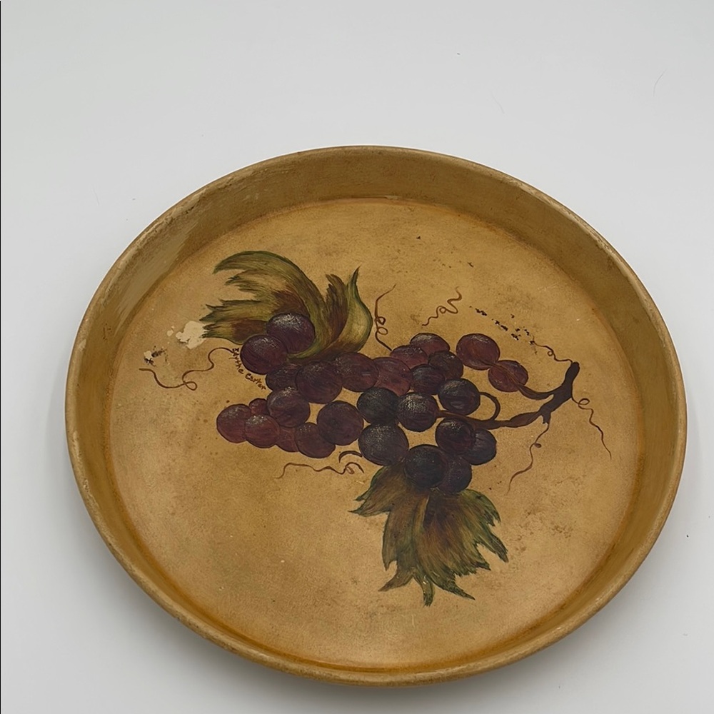 Vintage Decorative Plate with Grape Design